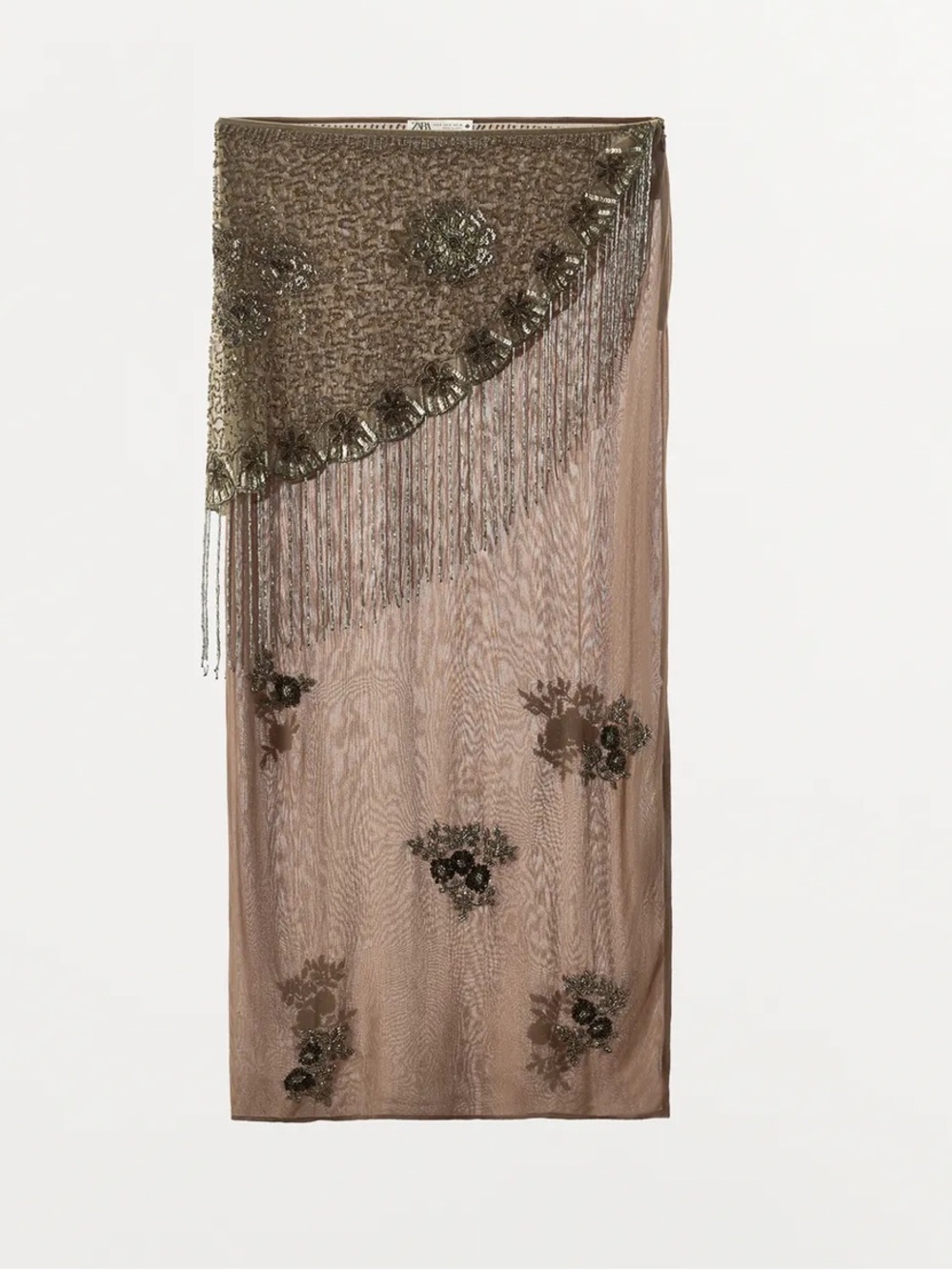 ZARA BEADED FRINGE SARONG SKIRT